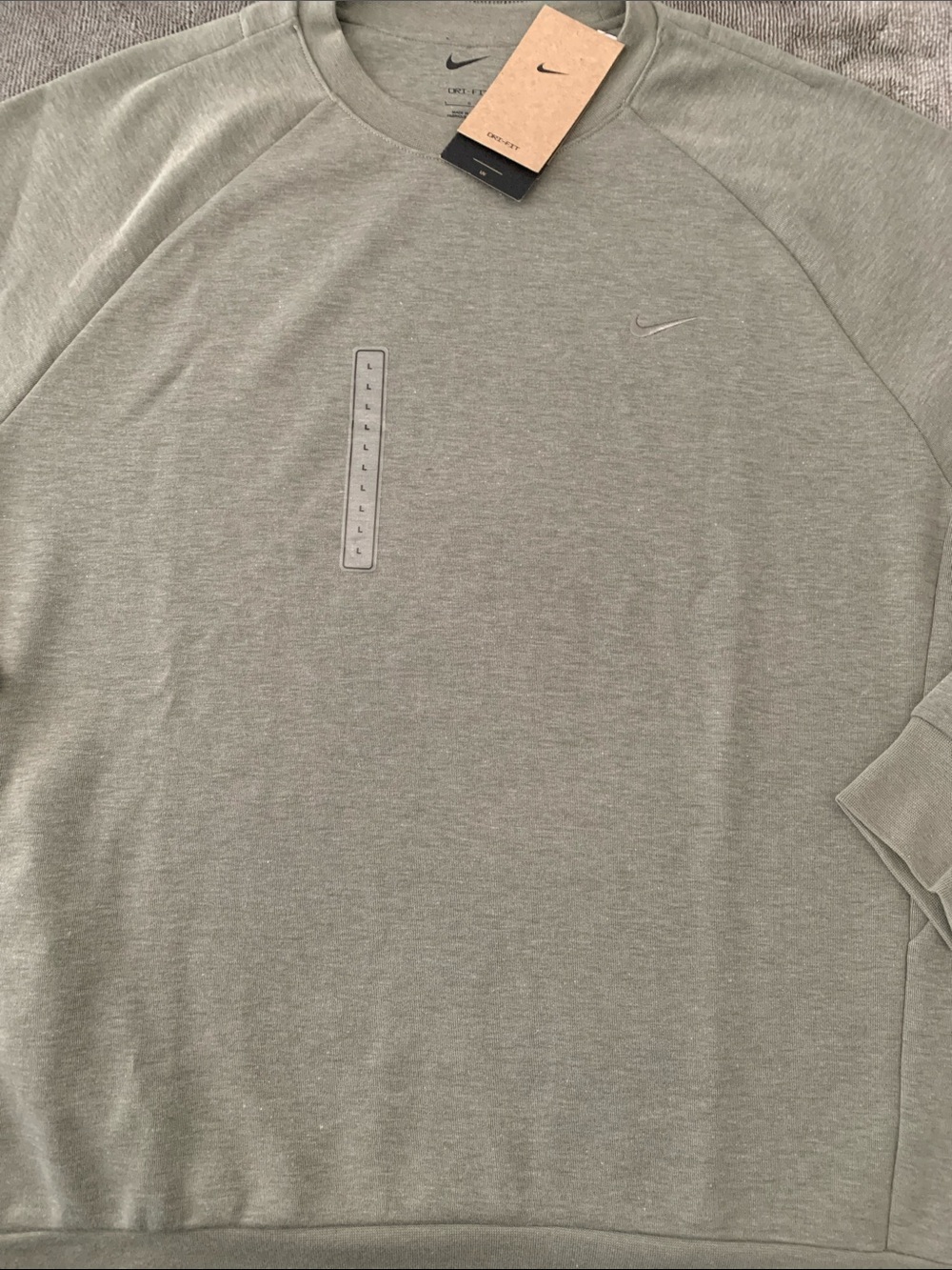 Nike Olive Green Crewneck Sweatshirt with Swoosh Logo UPF rating